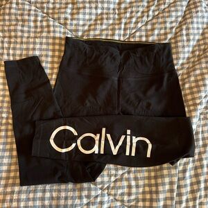 Calvin Klein Black Leggings with White Logo